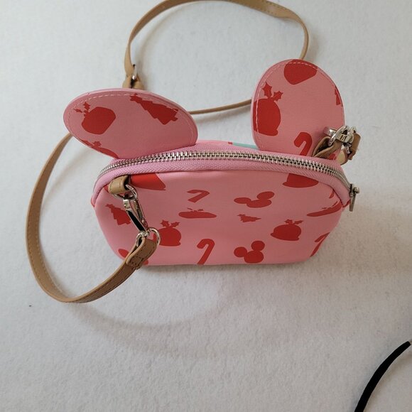 Disney Minnie Mouse Christmas Pink Crossbody Bag With Bow - Picture 5 of 8